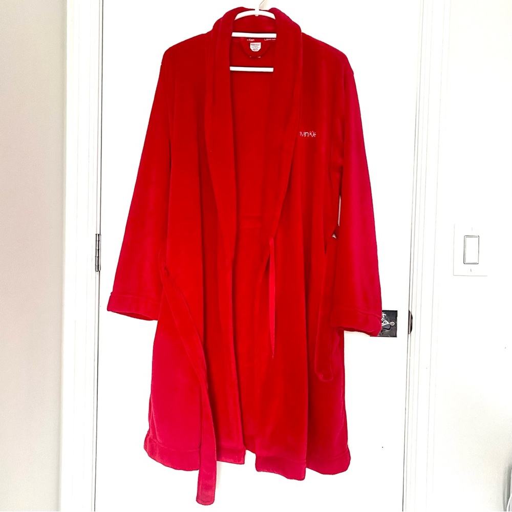 Red, Calvin Klein, Plush robe, soft & cozy.